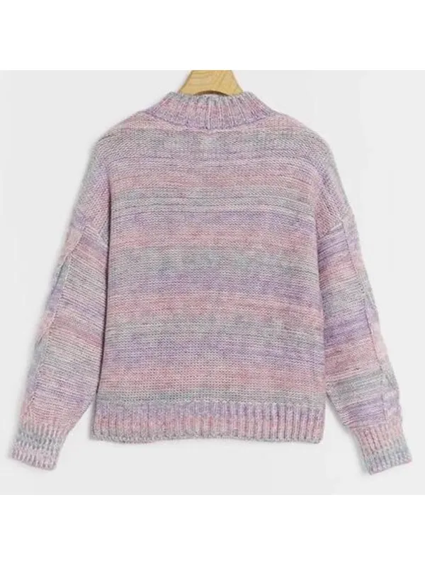 Maeve Anthropologie Rachel Textured Knit Mock Neck Sweater Lavender Women Medium - Image 12