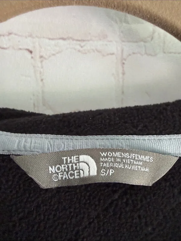 The North Face Women's Quilted Hooded Zip Up Sweatshirt - Black Grey Size Small - Image 2