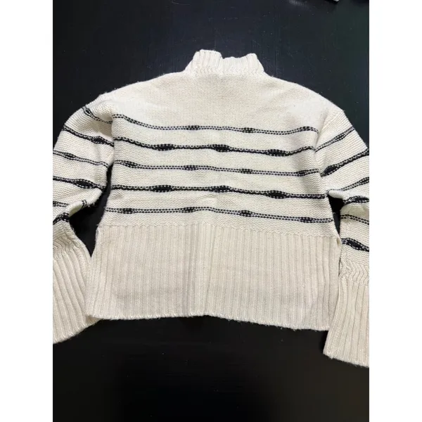Veronica Beard Ivory Navy Striped Wool Blend Mock Neck Sweater J2310KD16K0211 - Image 6