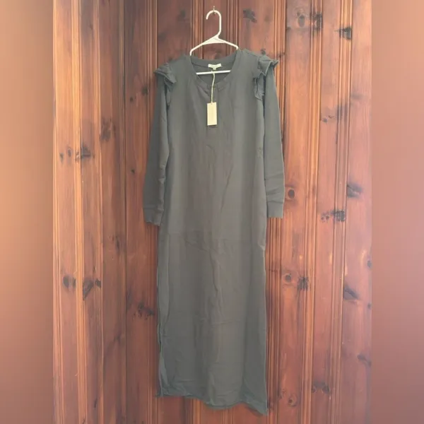 Z Supply Charcoal Ruffle Sleeve Maxi Dress New With Tags Size Medium - Image 9