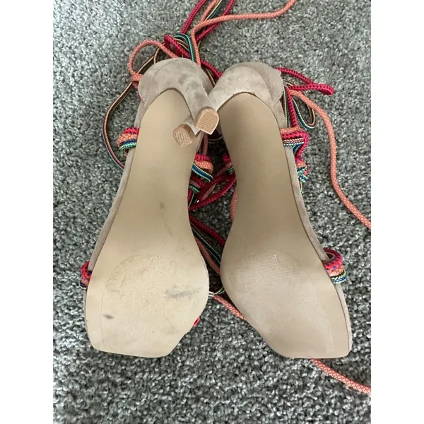Steve Madden Multicolor Pumps Nude Pink Ankle Tie Laces Ropes Women's Sz 8 - Image 7