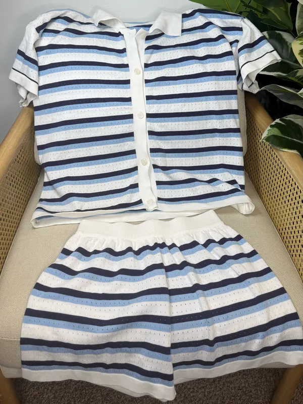 Stripe Coverup / Lounge Set Size medium Blue - Image 2