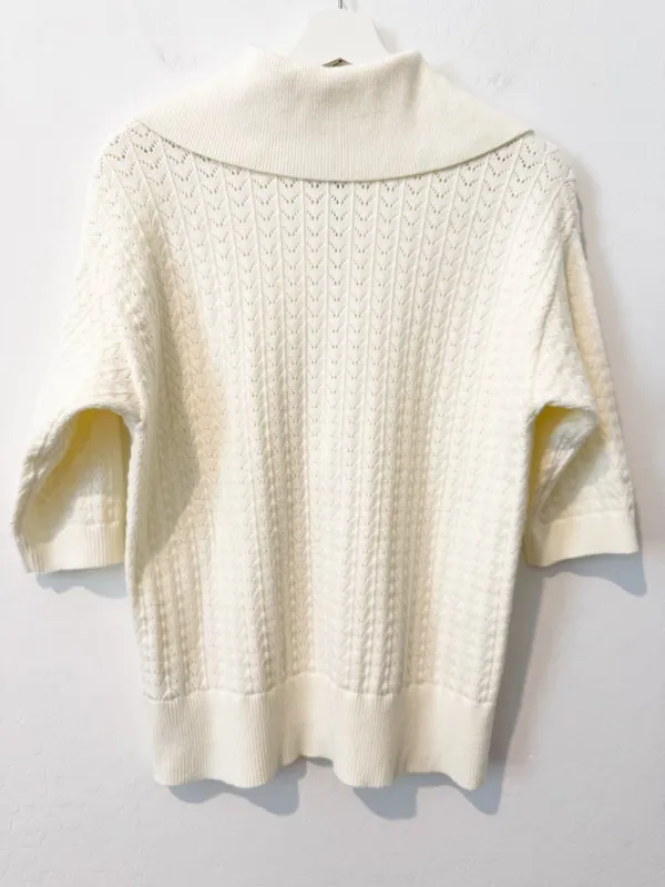 Varley Arney Half Zip Knit Polo Sweater Size Medium Pointelle Top - Image 11