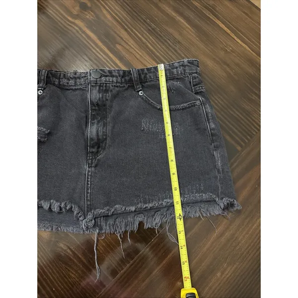 Free People Distressed Black Mini Skirt Size 10 Denim - Image 7