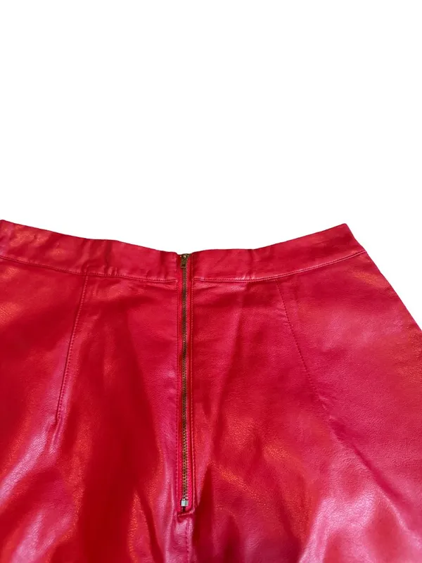 Eri + Ali Red Faux Leather Skirt Vegan Party Bold Cocktail Size 6 Women's - Image 9