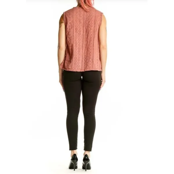 Joie Womens Size Small Eyelet Lace Sleeveless Top Light Brown V-Neck Boxy Cotton - Image 11
