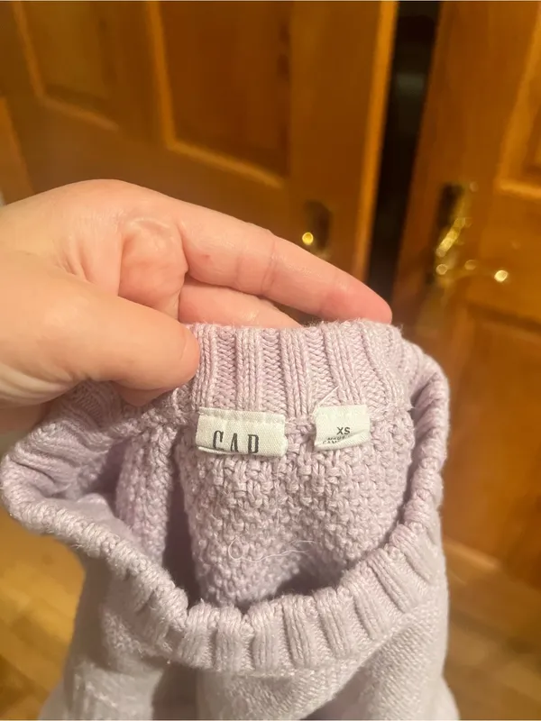 Gap - Chunky Pastel Lilac Knit Crewneck Cropped Sweater - Image 2