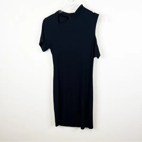 NWT LNA‎ Zuki Rib Knit Mini Dress Women's Size M Black Going Out - Image 3