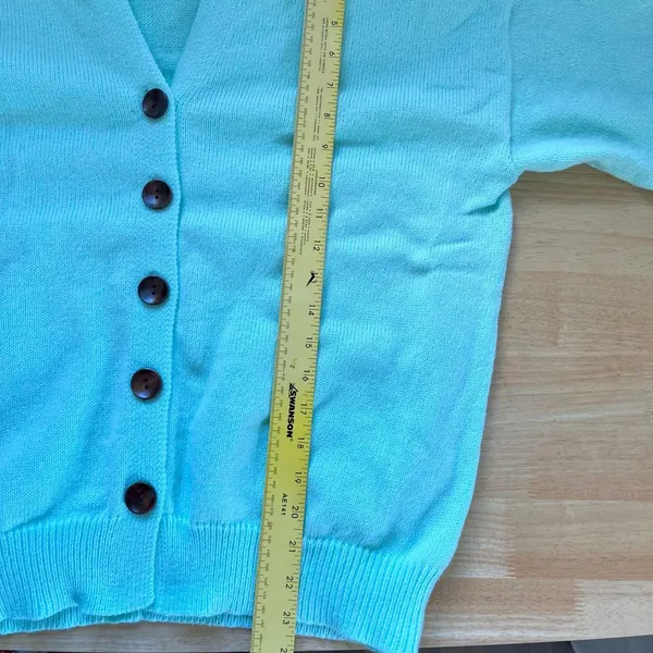 Comfy Chunky Hoodie Button Up Cardigan Jacket Size M Teal Green - Image 6