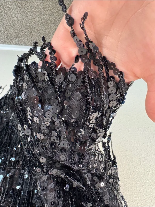 Lulus Black Sequined Mini Shift Dress Womens L Glam Party Holiday Sleeveless NWT - Image 6