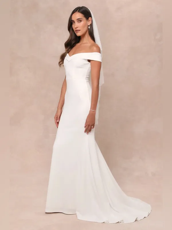 NWT Lulus Arienne White Off-the-Shoulder Mermaid Maxi Dress- Still Full Price - Image 3