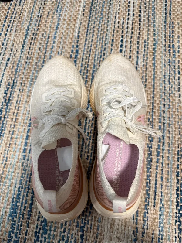 Nike Women's Running Sneakers in Cream & Pink Accent - Image 2