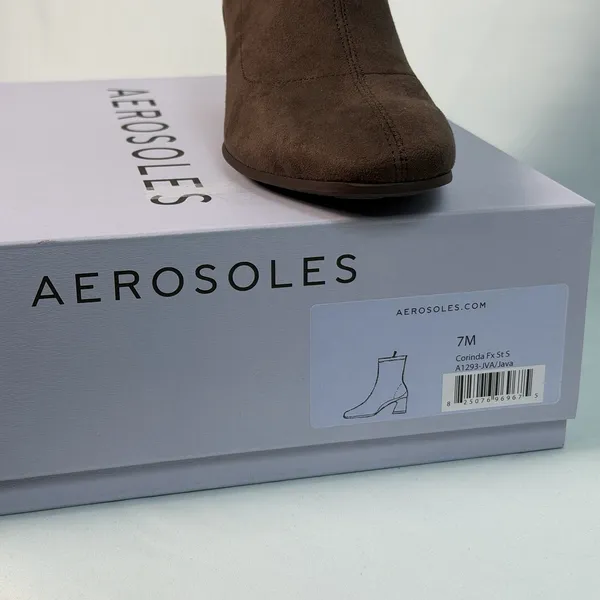 Aerosoles Size-7 M Corinda Womens Block Heel Brown‎ Boots - Image 4