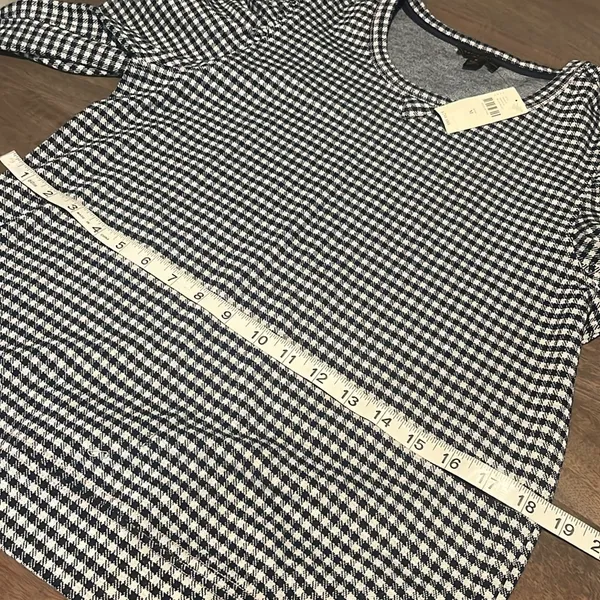 Anthropologie Blue and White Gingham Long Sleeve Top Sz M NWT - Image 4