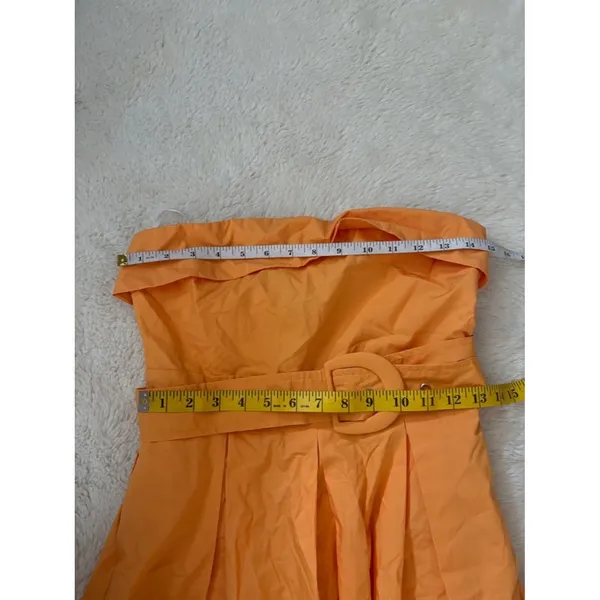 Lulus Trendsetting Choice Orange Strapless Midi Dress Pockets Size Small Wedding - Image 7