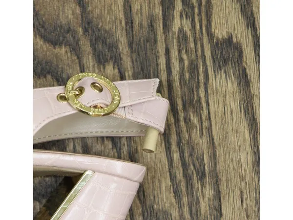 Jones New York Womens Slingback Block Heel Pumps Croc Blush Pink 6.5M - Image 9
