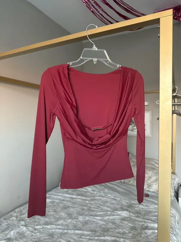Pink Rose Burgundy Top Backless - Image 2