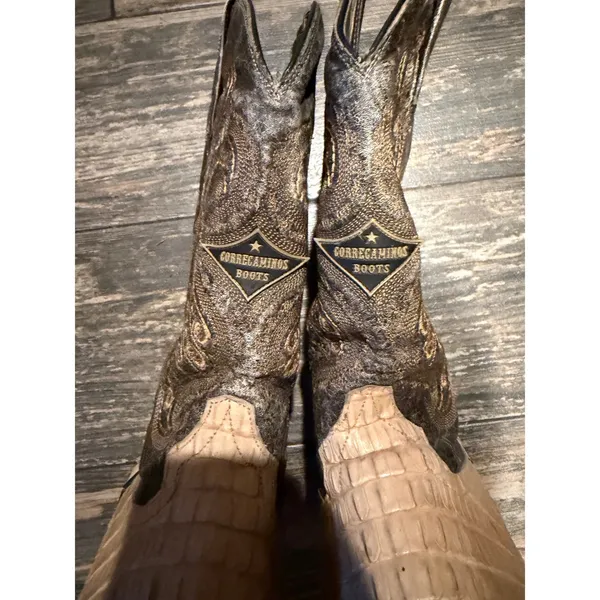 Correcaminos Caiman Belly Exotic Leather Western Cowboy Boots Tan Brown MEX 27.5 - Image 4
