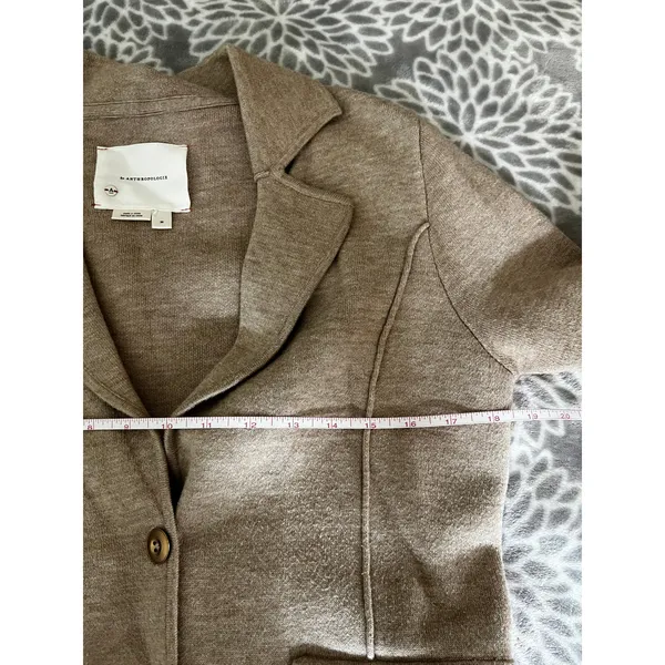 Anthropologie Tan Blazer Jacket Medium Gorpcore Academia Office Chic Minimalist - Image 5