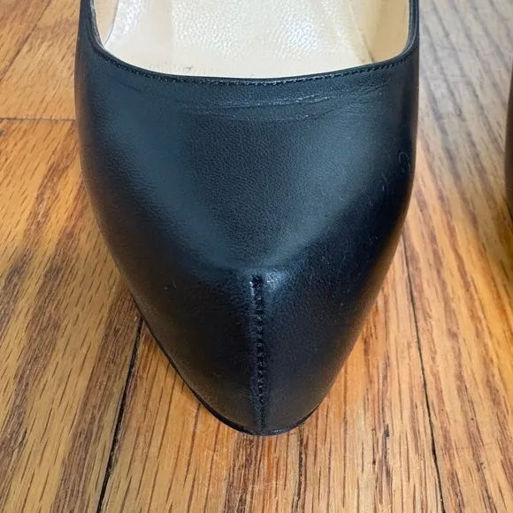 Christian Louboutin Rolando 120 Black Leather Platform Pumps Red Bottoms Heel 37 - Image 8