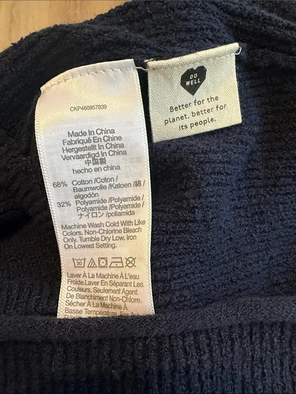 NWT Madewell Navy Blue Knot Cotton Ribbed Cropped Tank Top Medium - Image 3