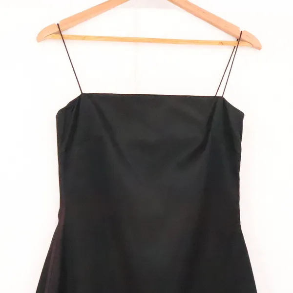 Tahari Vintage 90s Black Satin Maxi Dress Womens Size 4 Formal Minimalist Gothic - Image 10