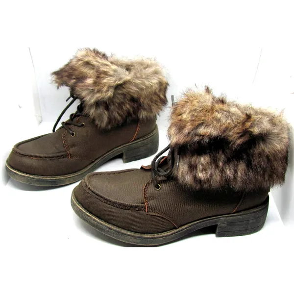 ROCKET DOG Faux Fur Trim Combat Moto Ankle Boots - Image 2