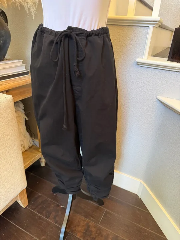 Free People Black Parachute Pants Ruched Leg Drawstring Cargo Joggers Size Small - Image 5