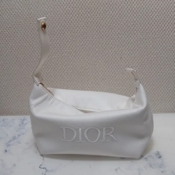Dior White Makeup Cosmetic Trousse Pouch Bag Top Handle Clutch New No Tag - Image 8