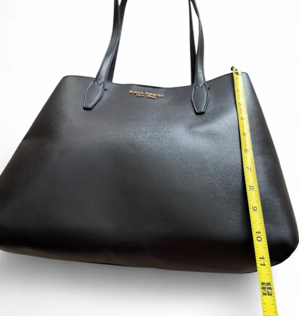 kate spade Black Leather Double-Handle Tote with Gold Logo - Image 7