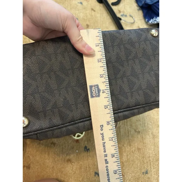 Michael Kors Jet Set Tote Bag Signature Brown Monogram Coated Canvas Preppy - Image 11