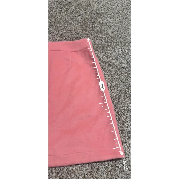 Loft Pink Wool Blend Faux Wrap Mini Skirt Size 6 Coral A-Line Button Detail - Image 9