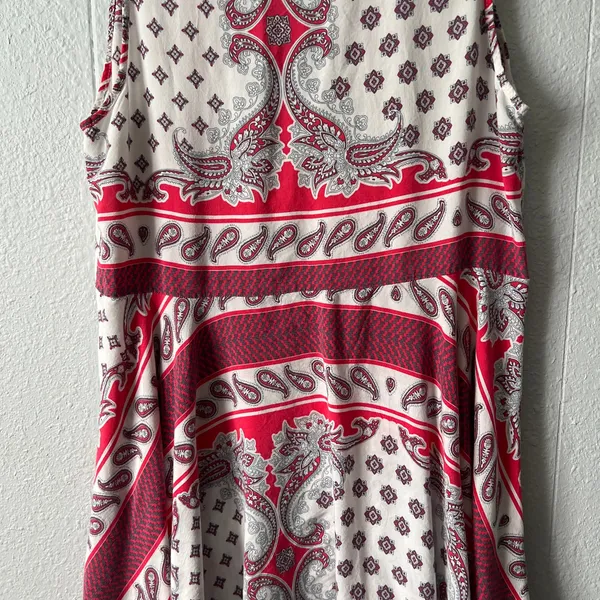 Umgee Womens Tank Dress Large Handkerchief Hem Paisley Floral Cottagecore Boho - Image 9