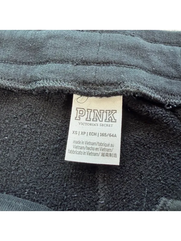 Victoria’s Secret PINK Black Logo Tape Side Stripe Fleece Jogger Sweatpants XS - Image 5