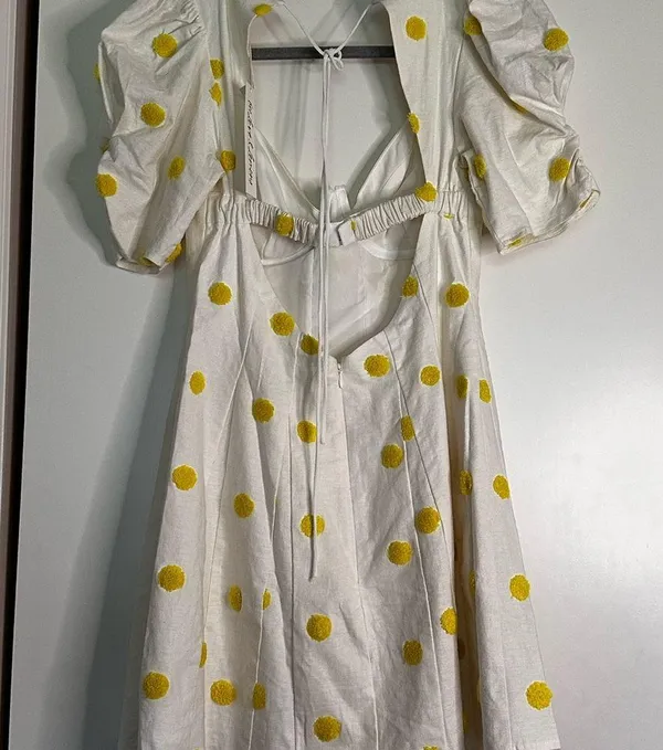 For Love And Lemons White and Yellow Mini Dress - Image 6