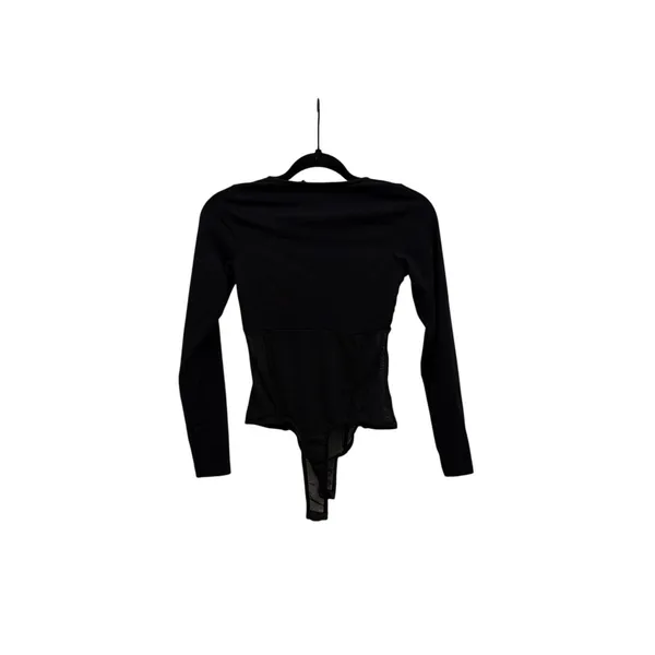 ASOS DESIGN Corset Style Sweetheart Neck Mesh Bodysuit Black Size 4 - Image 3