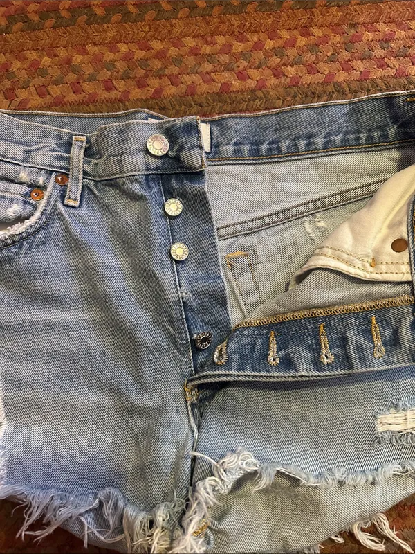 Agolde Light Blue Distressed cut off Jeans Shorts - Image 2