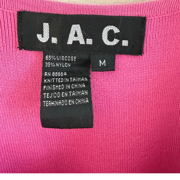 J.A.C. Women's Y2K Button Front Hot Pink Square‎ Neck Ribbed Tank Top Size Med - Image 5