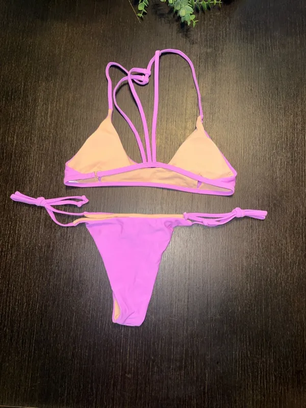 Bright Pink Strappy Bikini Set - Image 2