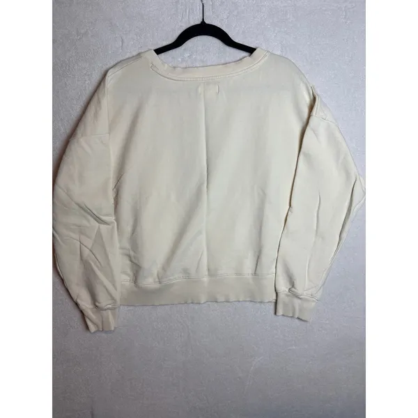 Maeve Anthropologie The Blue Pearl Miami Beach Graphic Sweatshirt Cream Large - Image 7