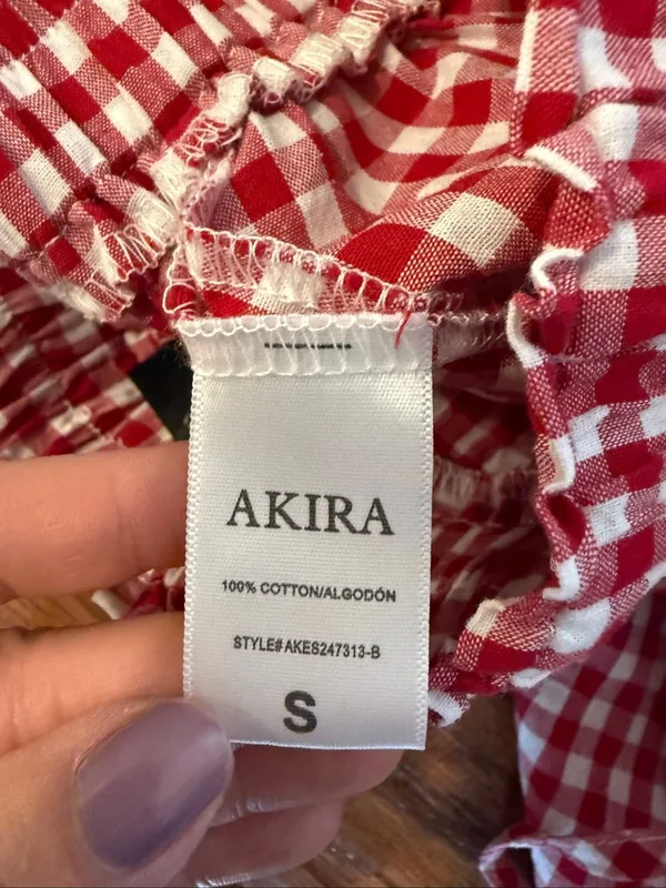 Akira gingham red and white wide leg side tie pant size small - Image 6