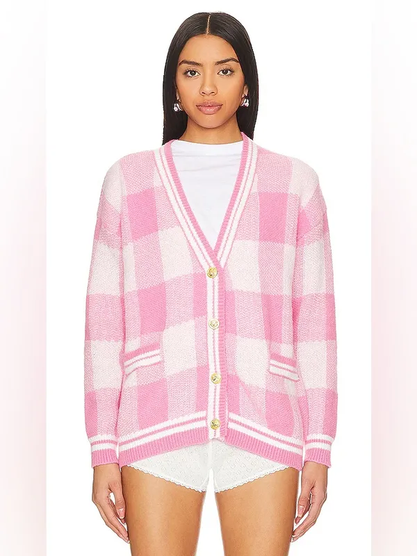 More to Come Revolve Bonnie Pink Plaid Cardigan Sweater XS - Image 3