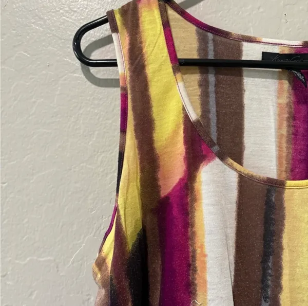 Kenneth Cole Yellow/Purple/White/Brown Multi Color Tank Top - Image 5
