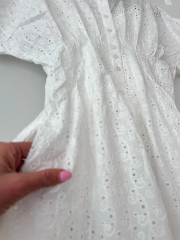 Anthropologie The Tobie Eyelet Mini Shirt Dress by Exquise, Size SP - Image 11