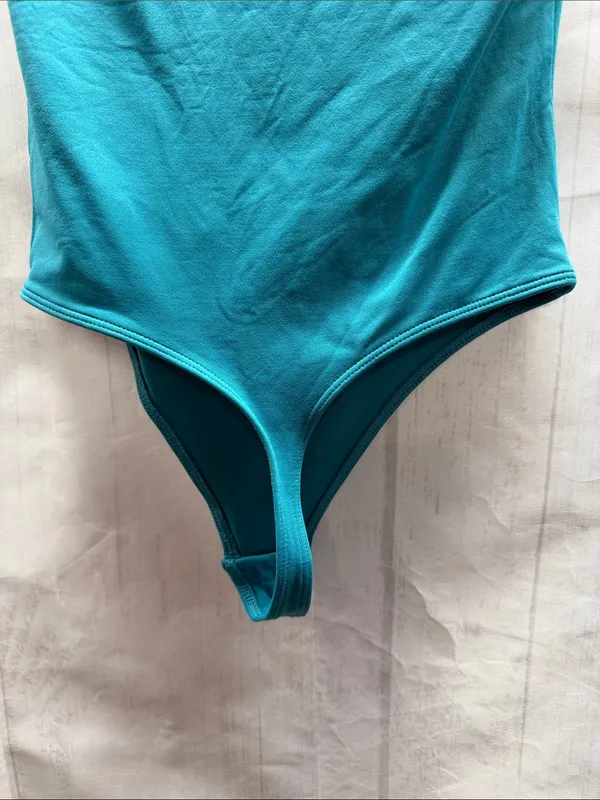Aritzia Oxidized Teal Original Contour Esteem Square Neck Bodysuit Size XS - Image 13