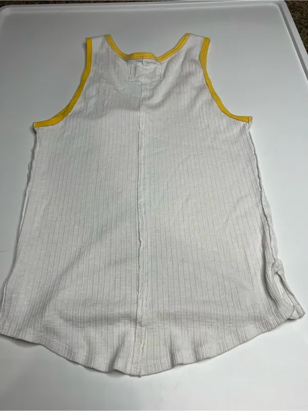 We the free White Ribbed Tank with Yellow Trim XS - Image 3