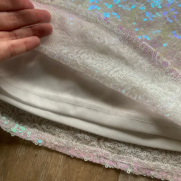 Iridescent sequin white pink mini bodycon skirt M NEW - Image 3