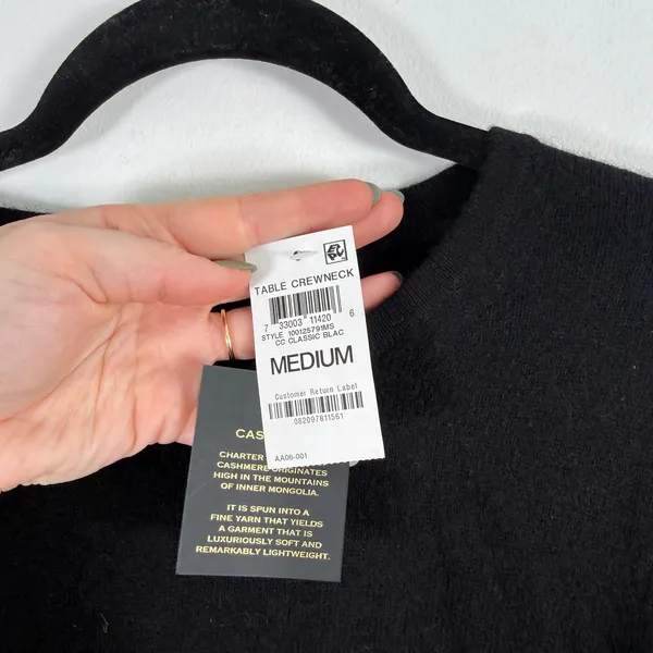 Charter Club Luxury 100% Cashmere Black Crew Sweater Capsole FLAW Womens Medium - Image 5