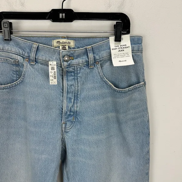 Madewell The Dean Easy Straight Foster Wash Light Blue Comfort Stretch US 30 NWT - Image 9