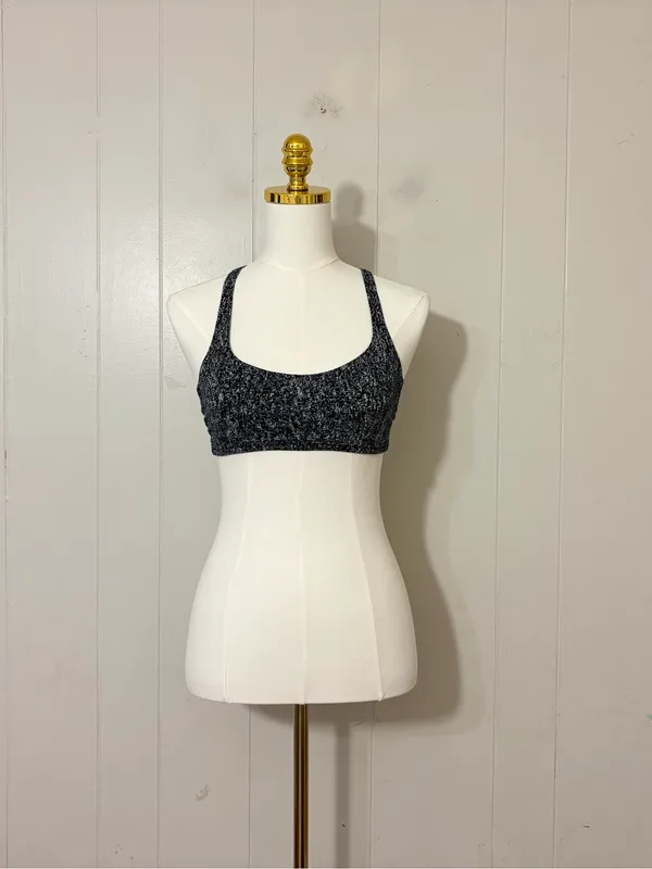 Lululemon Free To Be Zen Bra IV Black White Jacquard Strappy Yoga Sports Bra 4 - Image 3